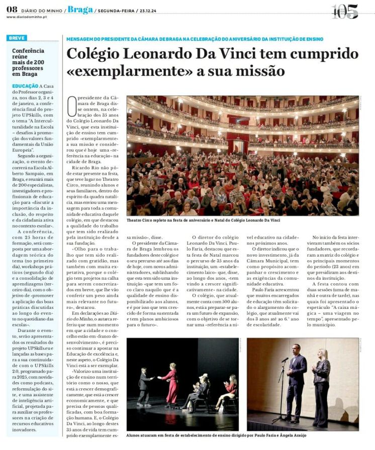 Colégio Leonardo da Vinci tem cumprido exemplarmente a sua função